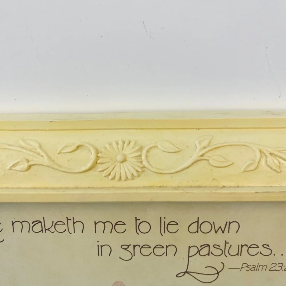 23RD psalm Christian nursery art pale yellow children strawberries lamb - Picture 8 of 12